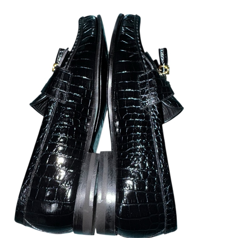 Celine Luco Triomphe Tassel Croc Embossed Leather Loafers Sz EU36/US 6 - Picture 3 of 7
